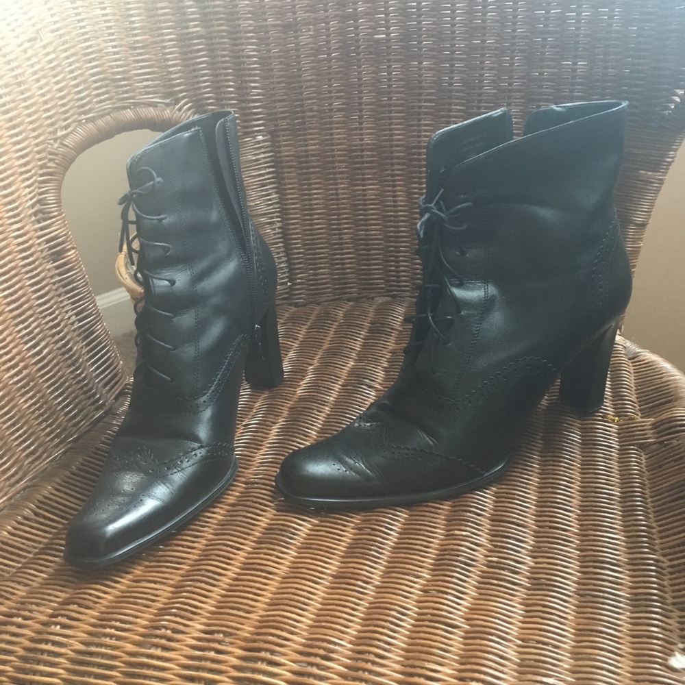 Black Leather Ankle Boots